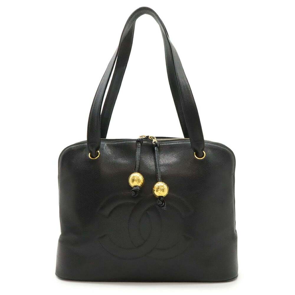 CHANEL Black Caviar Leather Logo Shoulder Bag - Picture 2 of 10